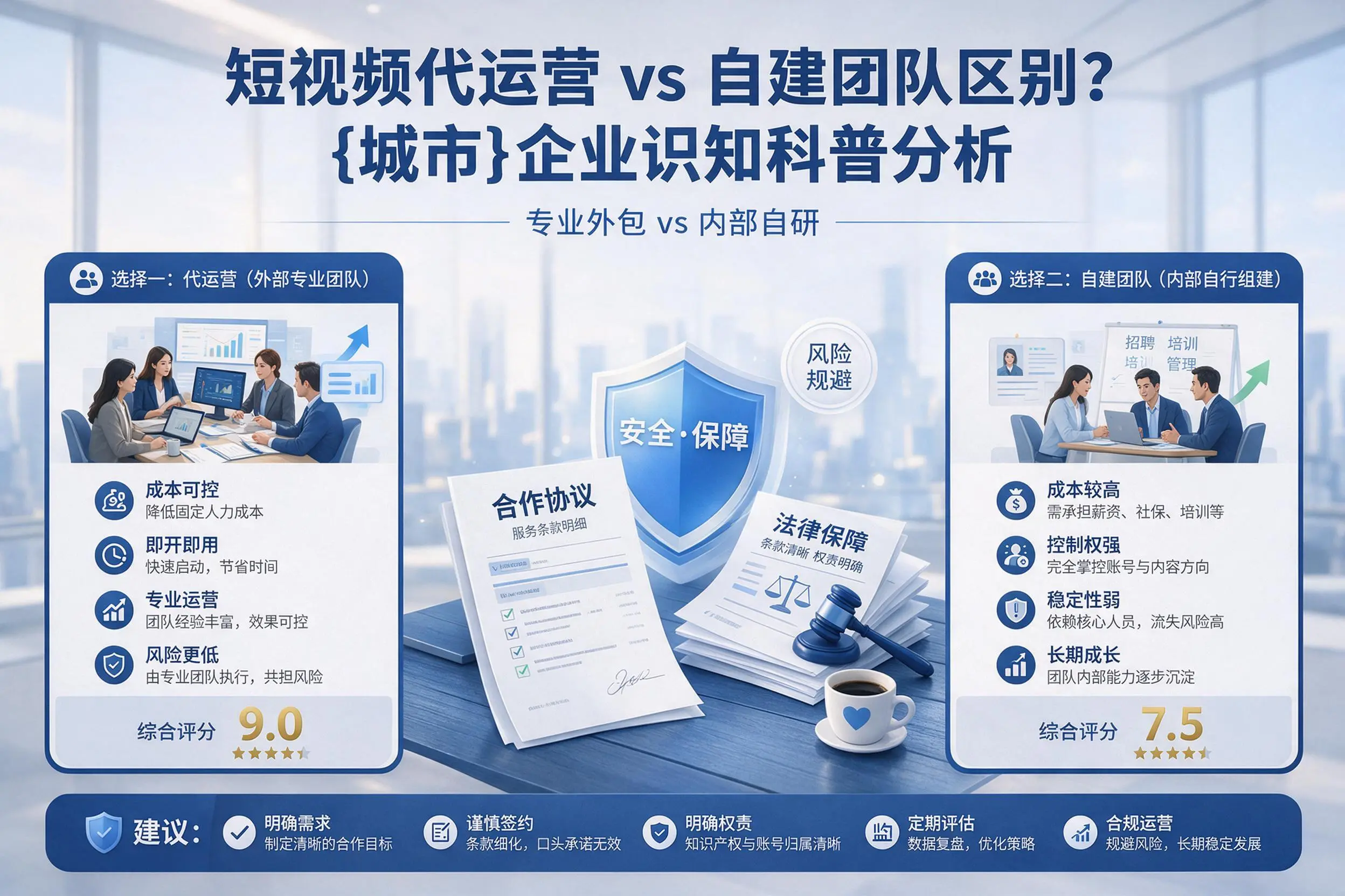 短视频代运营与自建团队区别？太原企业认知科普分析