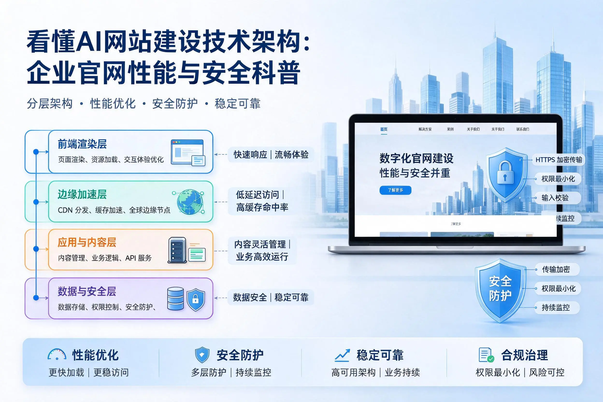 看懂AI网站建设技术架构:太原企业官网性能与安全科普