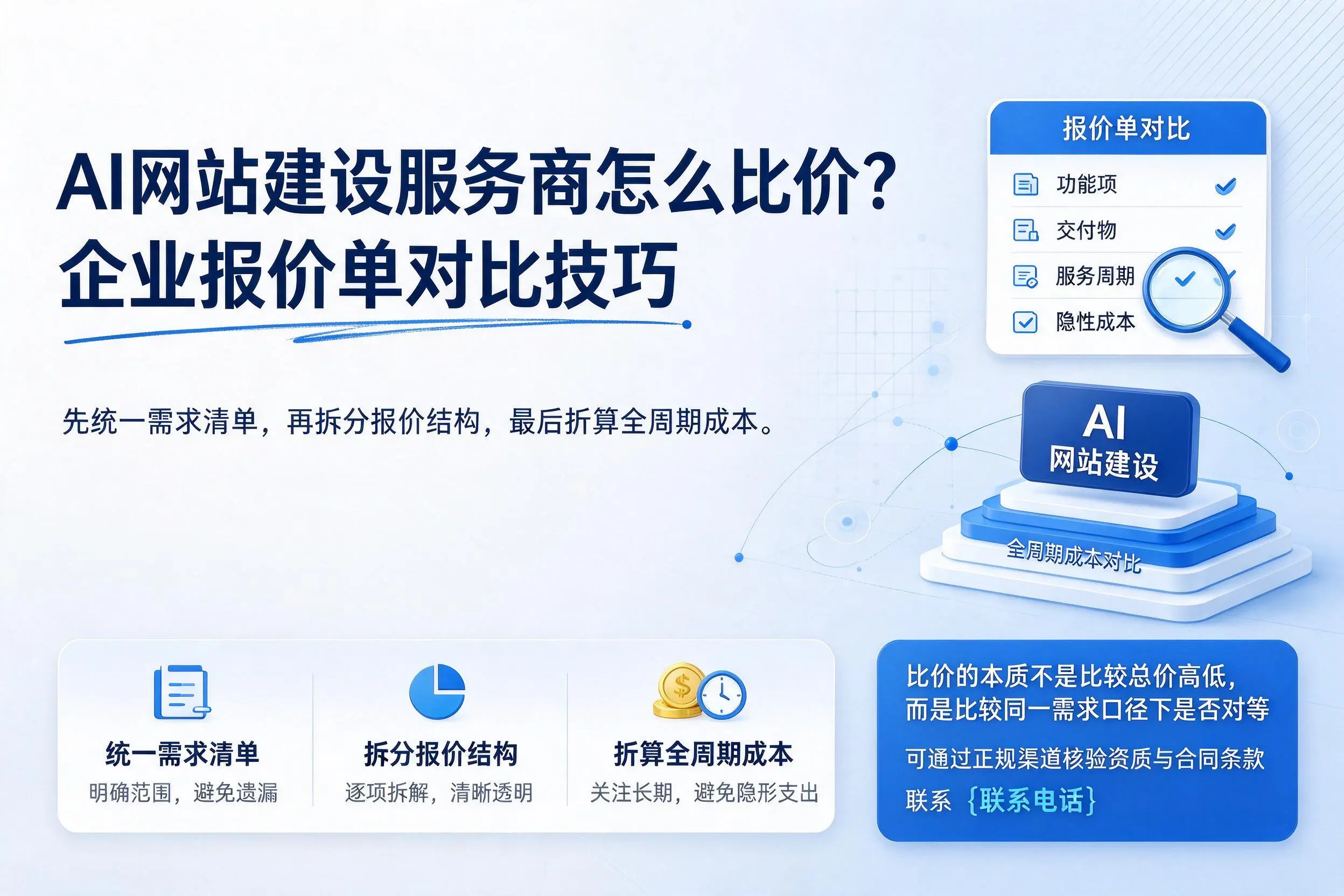 AI网站建设服务商怎么比价?太原企业报价单对比技巧