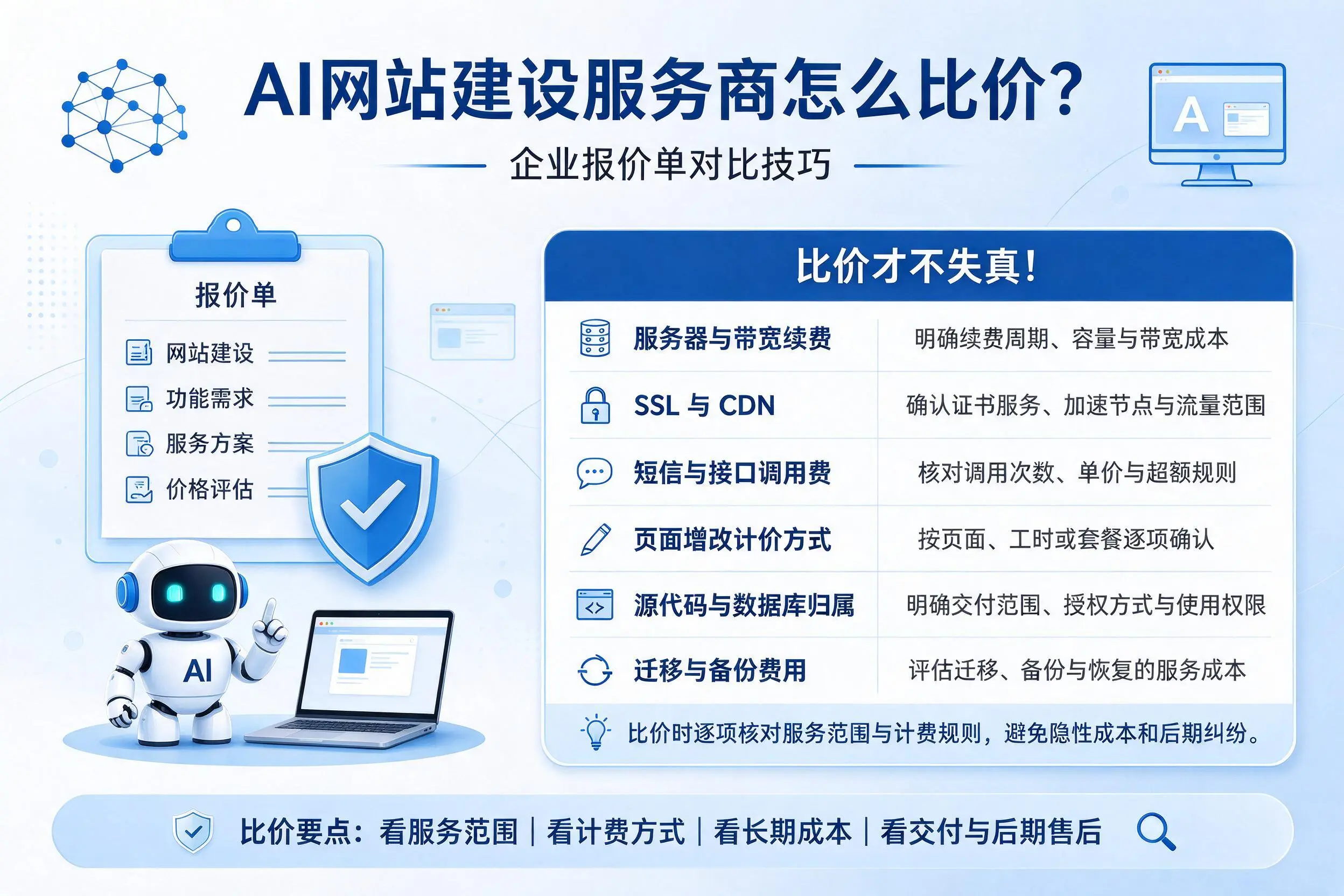 AI网站建设服务商怎么比价?太原企业报价单对比技巧