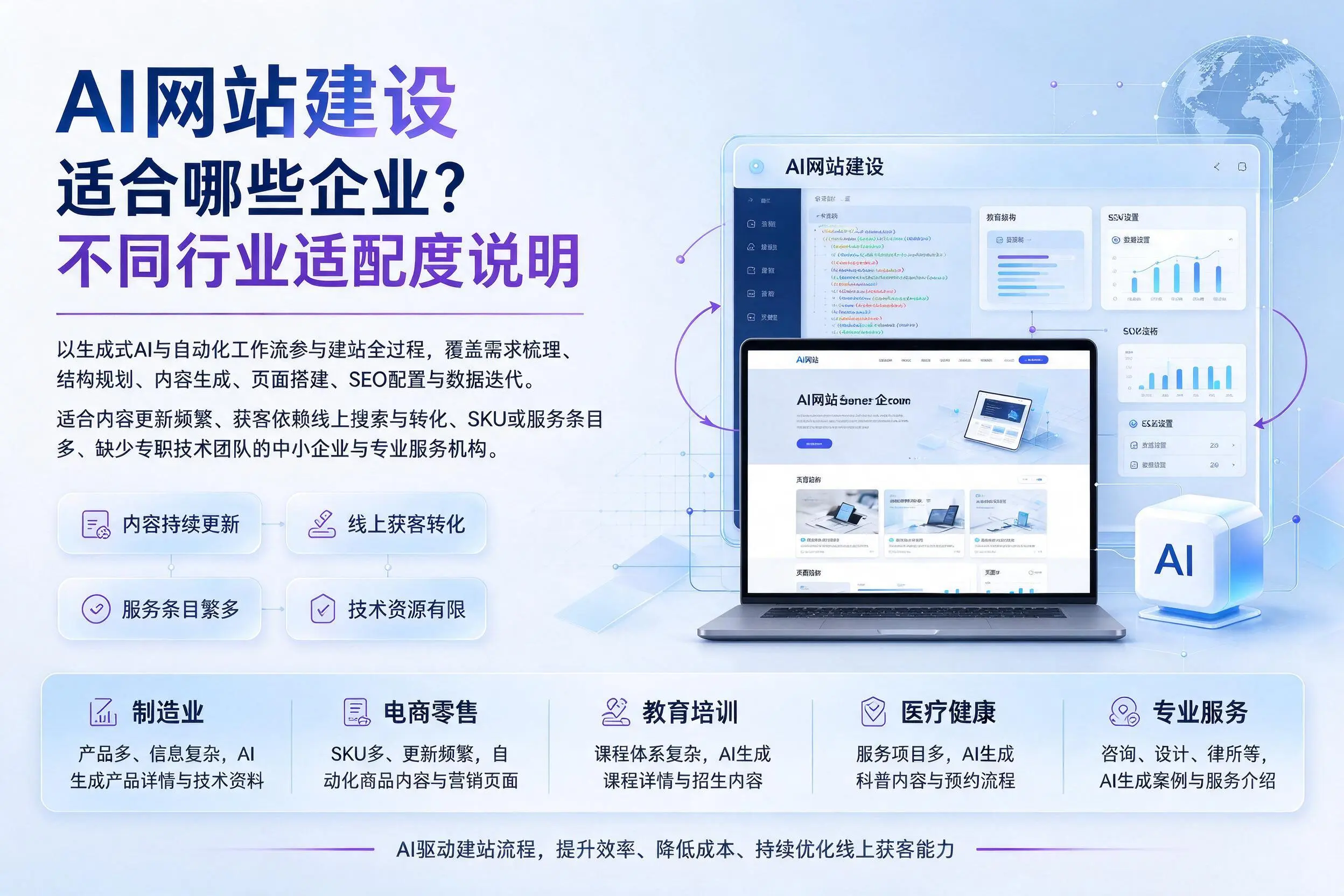 AI网站建设适合哪些企业?太原不同行业适配度说明